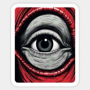 Surrealistic Eye #4 - Pen and ink comic book style Sticker